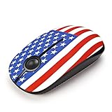 Jelly Comb 2.4G Slim Wireless Mouse with Nano Receiver, Less Noise, Portable Mobile Optical Mice for Notebook, PC, Laptop, Computer, MacBook - American Flag Pattern