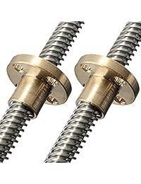 HICTOP tornillos de plomo de 295 mm y 8 mm de diámetro con tuerca de latón para eje Z de impresora 3D (paquete de 2)