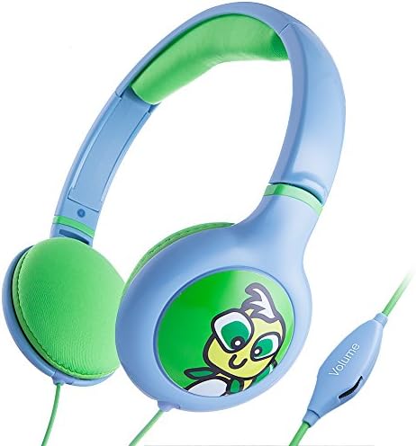 iKross Kids 3.5mm Volume Limit headphone headset with 3 Feet Long cable - Blue / Green