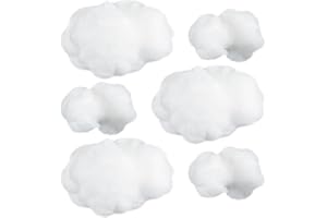 Jetec 6 Pieces Artificial Cloud Props Imitation 3D Cloud Shape Hanging Decorations Room DIY Decorative Hanging Ornament for Wedding Party Stage Show Decor (Small and Medium Size)