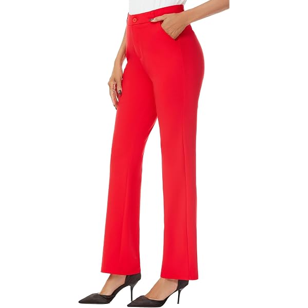 iChosy Women's High Waist Stretchy Bootcut Dress Work Slacks Pants with Pockets Red32 4 at Amazon Women's Clothing store iChosy Women's High Waist Stretchy Bootcut Dress Work Slacks Pants with Pockets Red32 4 at Amazon Women's Clothing store