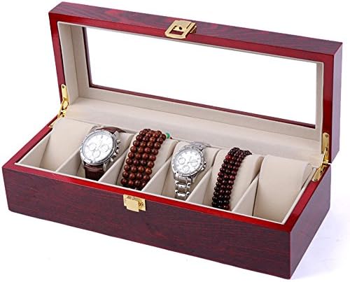 Watch Box Jewelry Display Case for Men Women Jewelry Box Organizer Storage Wood Luxury Unisex 6 Slot Personalized