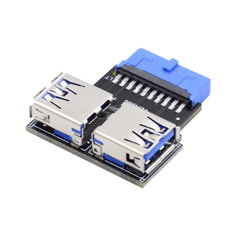 cablecc A Type Female Dual USB 3.0 to 5Gbps 20/19 Pin Motherboard Box Header Slot Adapter Horizontal Type PCBA