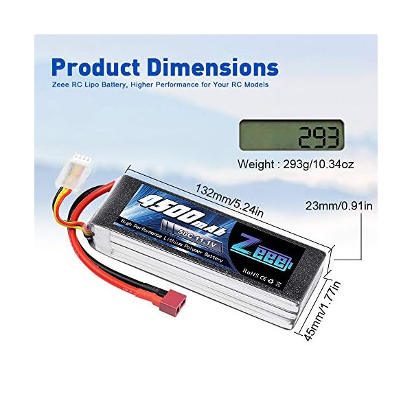 Zeee 3S LiPo Akku 11,1V 4500mAh 50C RC Batterie mit Deans T Stecker für RC Car RC Truck RC Auto Boot Helicopter LKW RC… – Bild 7