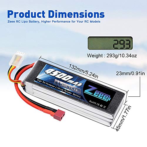 Zeee 3S LiPo Akku 11,1V 4500mAh 50C RC Batterie mit Deans T Stecker für RC Car RC Truck RC Auto Boot Helicopter LKW RC… – Bild 7