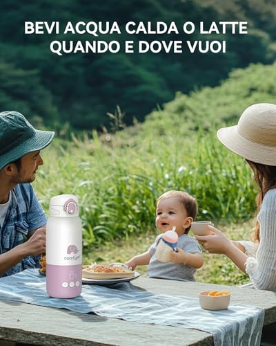 Comfyer BW01 Baby Bottle Warmer Portable 12000mAh Battery 2 Min Rapid Heating for Breast Milk and Water for Night Poppate Car and Travel Airplane On-the-Go