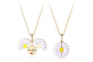 Daisy I Love You Necklace for Girls Women Gold Inspirational Locket Flower Daisy Necklace Gifts for Daisy Lovers Birthday Chr