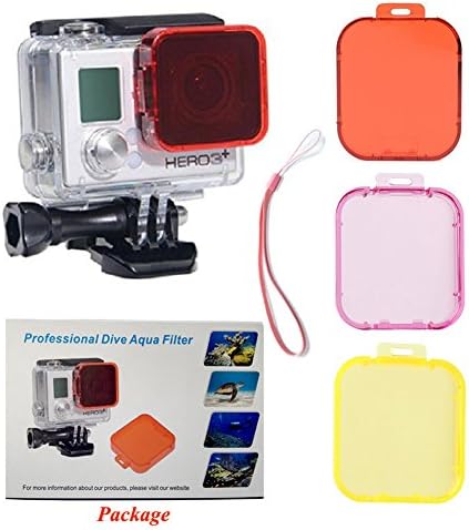 TANSUO Aqua Filter,Diving Lens Filter Kit [3 Pack-Red,Pink,Yellow] for GoPro Hero 4 Hero 3+ Action Cameras (For Standard 40m Housing)