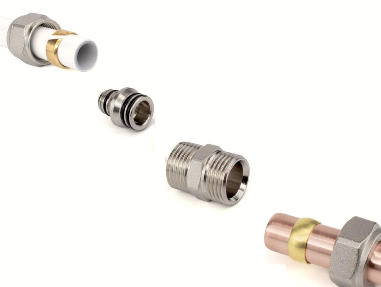 Sandy Beach 15mm to 16mm Compression Adapter Reducer - Durable Brass Pipe Connector for Copper Pipe, Towel Radiator Systems, Thermostatic Radiator Valves, Leak-Proof & Easy Install (2)