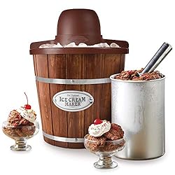 Nostalgia ICMW4NHDB 4-Quart Wood Bucket Ice Cream