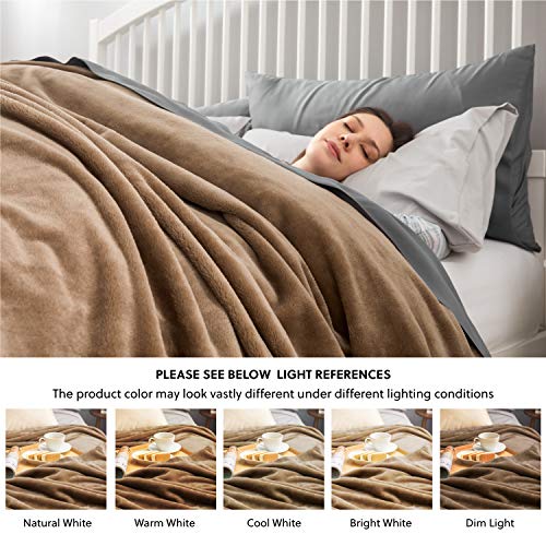 Bedsure Fleece Blanket Queen Size Taupe Lightweight Super Soft Cozy