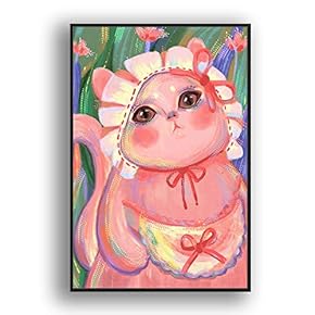 Framed Canvas Wall Art for Living Room, Bedroom Funny Cats Abstract Oil Painting Features Canvas Prints for Home Decoration Ready to Hanging - 16x24 inches