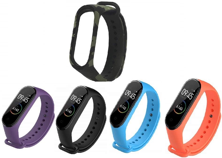 Katai Mi Band 3/4 Straps, Fashion Colorful Soft Silicone Wristbands, Perfect Comfortable Sports Activity Bracelet Wristband for Xiaomi Mi Band 3/ Miband 4(5pcs Color)