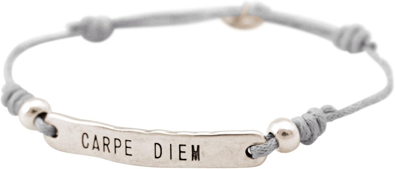 Gemshine - Ladies - Girls - Bracelet - Engraving - CARPE DIEM - Silver - Light Grey