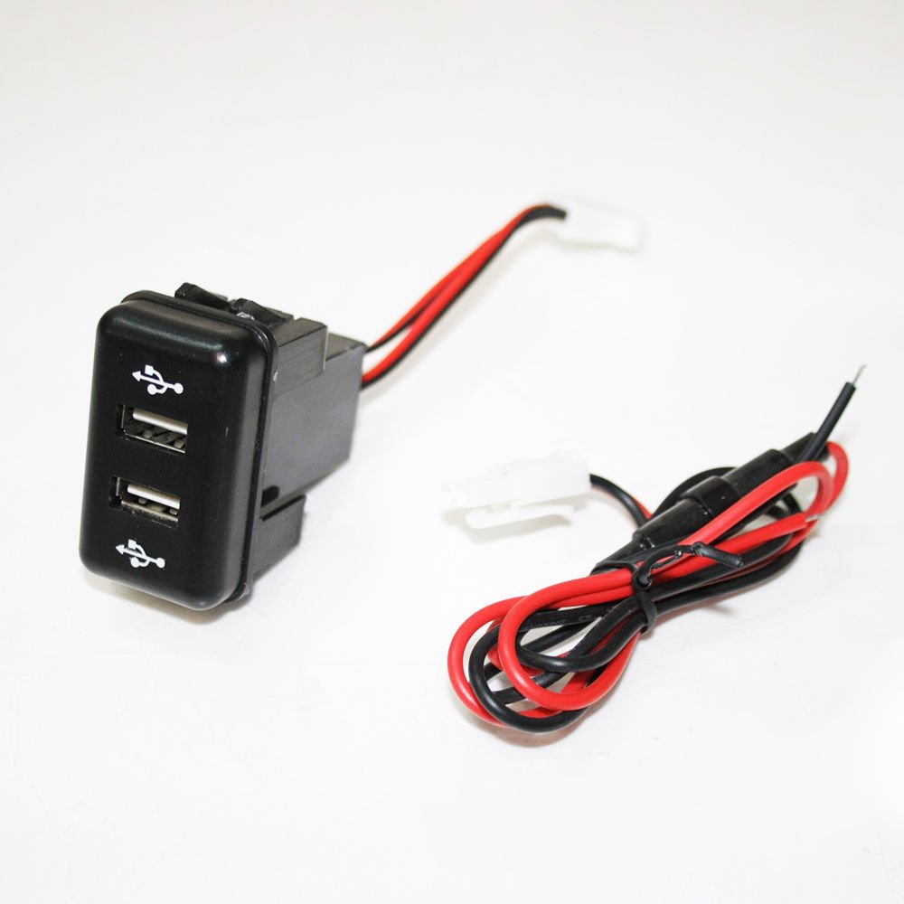 12V 24V Dashboard Dash Panel Mount Dual USB Port Insert Power Socket Charger Outlet LED Indicator