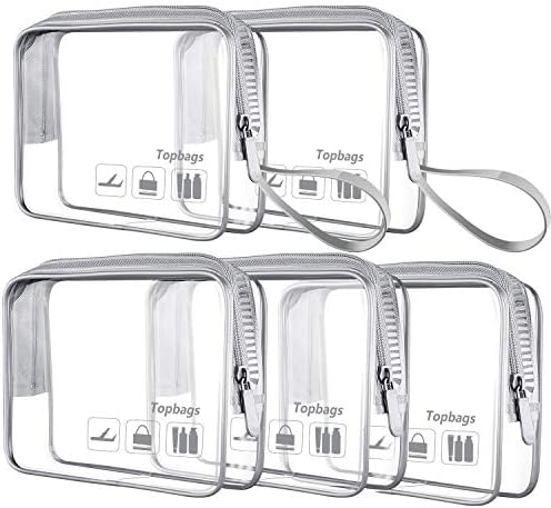 5pcs/Pack Topbags TSA Approved Toiletries Bag Travel Luggage Pouch Carry On Clear Airport Airline Compliant Bag Travel Cosmetic Makeup Bags