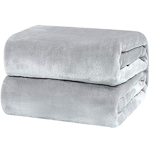 PiccoCasa Fleece Blanket Throw Size - 350 GSM Soft Warm All Season Flannel Blanket for Couch Sofa Bed Traveling - Fuzzy Lightweight Microfiber Plush Blankets, 50 x 60 inches, Gray