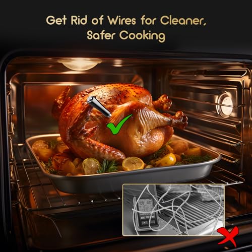 INKBIRD Wireless Meat Thermometer INT-11P-B, Bluetooth BBQ Cooking Thermometer with IP67 Waterproof Dual Sensors Probe, 91m Range, Fast Charging, Highly Accurate, Perfect for Grilling, Smoking, Oven