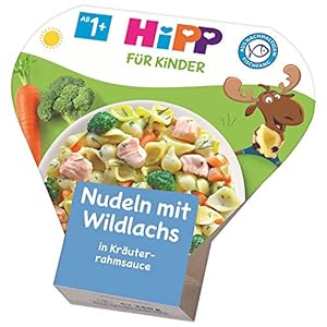 Hipp Bio für Kinder Teller aus aller Welt – Nudeln mit Wildlachs in Kräuterrahmsauce, 6er Pack (6 x 250 g)