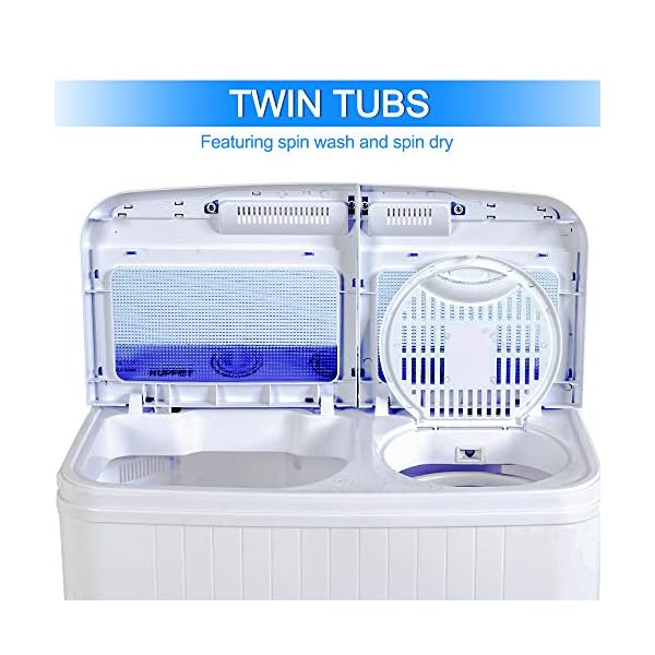 KUPPET Portable Washing Machine, 17lbs Compact Twin Tub Washer and Spin