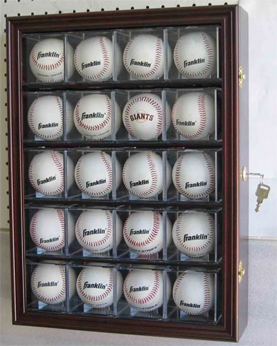 20 Baseball Display Case Cabinet, with 98% UV protection. with Lock and Keys