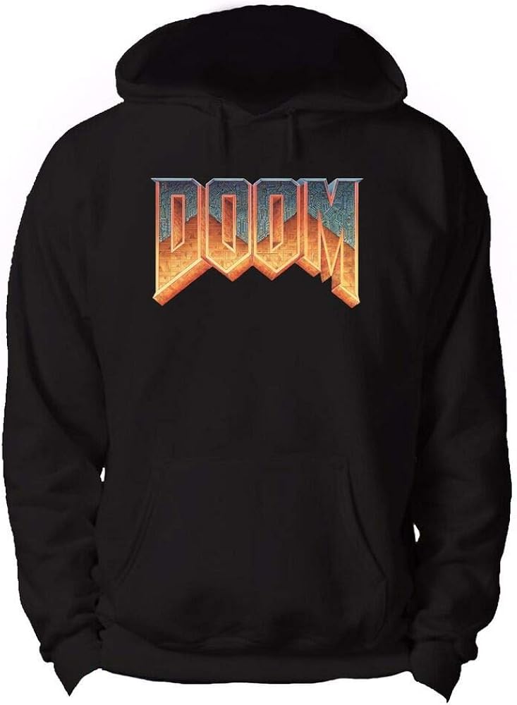 Doom Hoodie Gaming Retro Black Amazon.co.uk Clothing