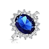 Bling Jewelry Royal Engagement Ring Simulated Sapphire Rhodium Plated