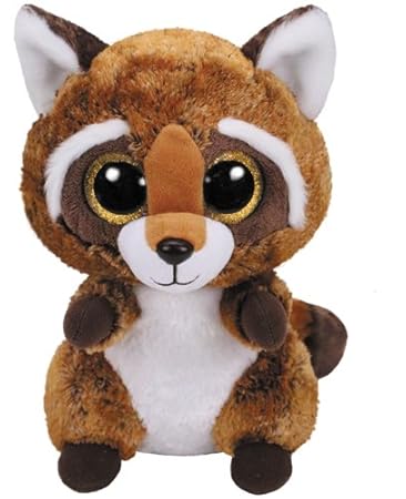 TY 36422TY Rusty, Waschbär 24cm Beanie Boo's, Braun, Weiß