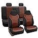 FH Group FH-PU160114 PU Classic Leather Seat Covers Brown/Black, Airbag Compatible and Split Bench-Fit Most Car, Truck, SUV, or Van