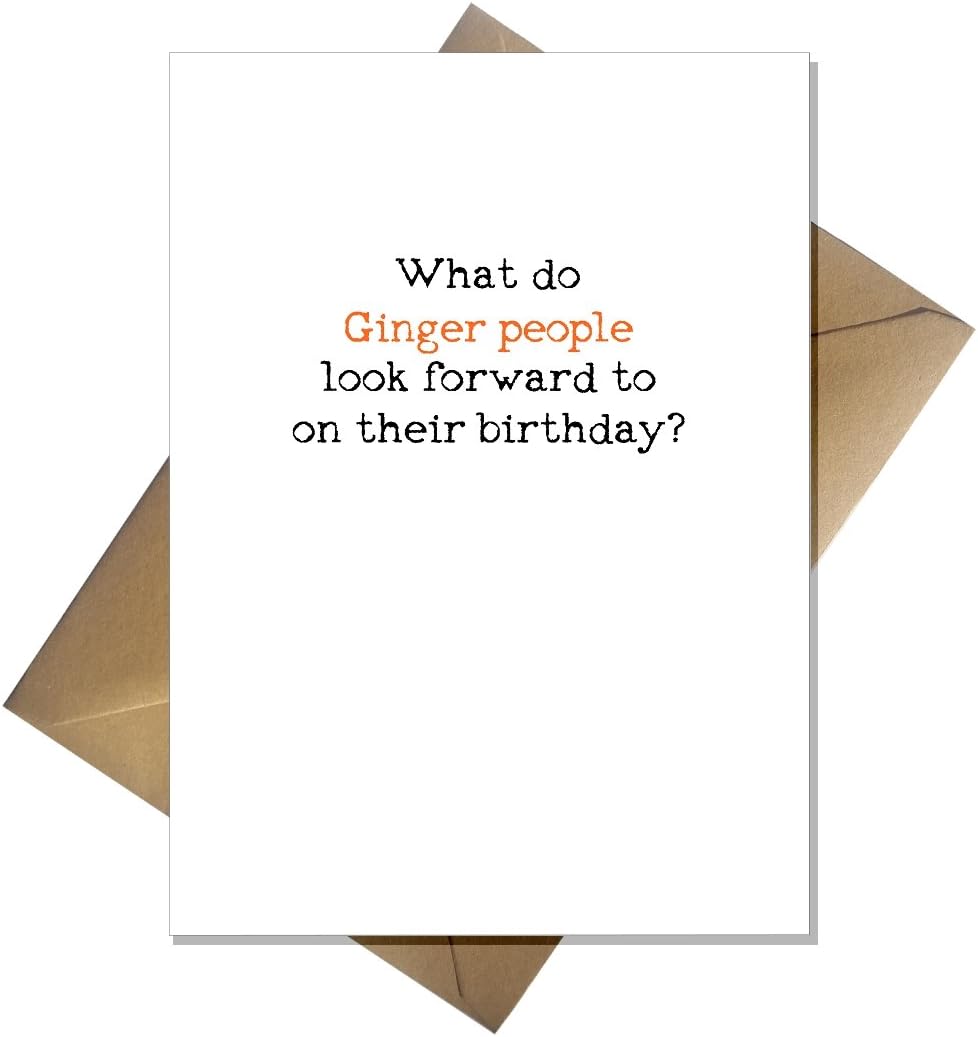 Funny Ginger Hair Birthday Card with joke for ginger friend, Orange, A5