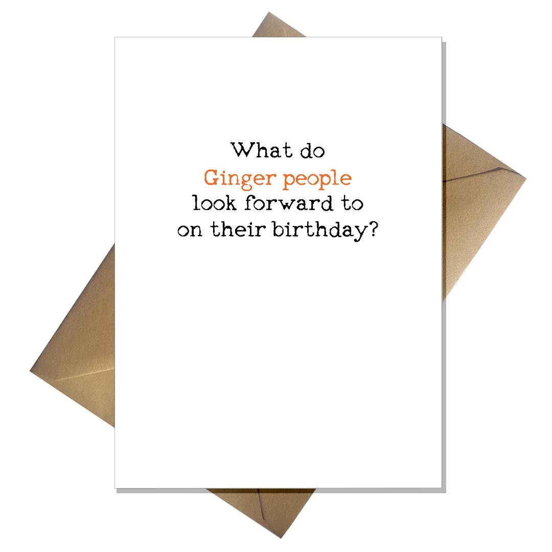 Funny Ginger Hair Birthday Card with joke for ginger friend