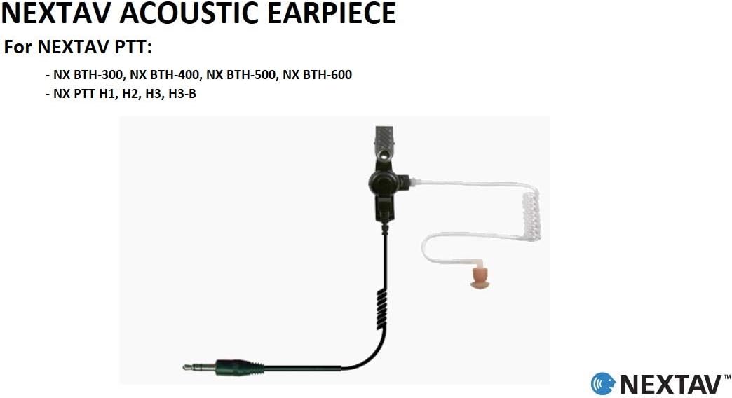 Professional Acoustic Earpiece for NEXTAV PTT Headset (Models BTH-600, BTH-500, BTH-400, BTH-300, NEXTAV PTT Models H1, H2, H3,H3-B)