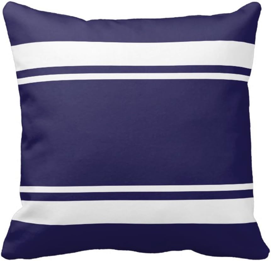Navy Blue And White Striped Square Pillow Case Cover 18x18