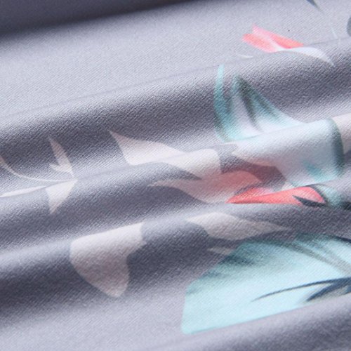 Summer Print Shirt Blouse Crew Neck Sleeveless Flowy Tank Tops (L, Gray)