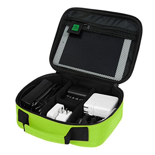 BAGSMART Electronics Travel Organizer Bag Hard Drive Case for Various USB, Phone, Cable, Charger, Fluorescent Green