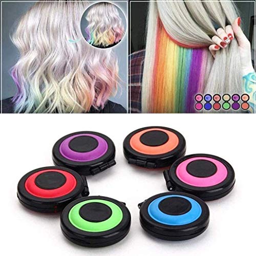 Temporary 6 Colors Hair Chalk Set Kids Hair Dye Color without Glove Hair Chalk Salon for Girls, Kids - Hair Color Toy for Halloween, Cosplay, Crazy Hair Day Washable