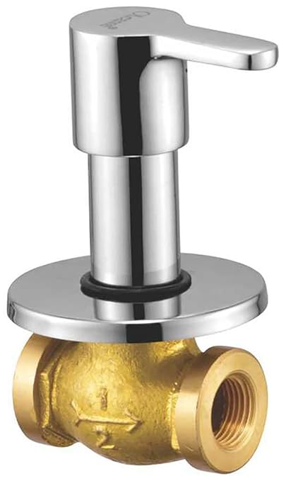 Oleanna Orange Brass 2 Way Concealed Stop Cock 1/2 (15Mm) with Concealed Wall Flange (Concealed Disc Fittting | Quarter Turn) Chrome