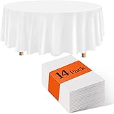 Kongdaoth White 14 Pack 84 Inch Plastic Tablecloths, Disposable Round Plastic Tablecloth, Party Table Cover Plastic Table Cloth