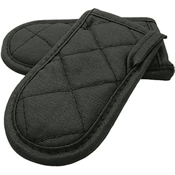 Evoio Potholders and Oven Mitts, Maximum Temperature Hot Handle Holder, Cotton Stripe Quilted Pan Handle Sleeve, Glove for BBQ, Cooking, Baking and Kitchen 2-Pack (Black)