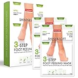 Shiny 3-Step Exfoliating Foot Peel Mask Booties by Purederm for Home Foot Skin Care (2 Pair)