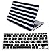 HDE Plastic Hard Shell Case and Keyboard Cover for MacBook Air 11 Inch (Models: A1370/A1465), Black and White Stripes