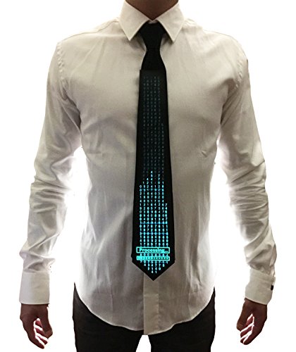 WDCS El Sound and Music Activated LED Novelty Light Up Blinking Party Cool Toy Neckties For Birthday, Disco, Rave, EDM, Night Club and Halloween Party (Processing)