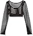 Gia Mia Girls' Big Stripe Mesh Top Dance Ballet Jazz Long Sleeve Layering Costume Performance