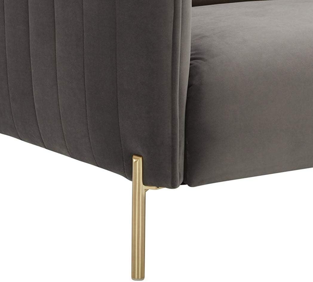  Brand – Rivet Frederick Mid-Century Channel Tufted Velvet Living Room Chair, 38"W, Grey: Furniture & Decor