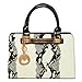 MG Collection EVA White Faux Python Skin Embossed PU Patent Leather Tote Handbag