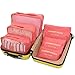Hopsooken Travel Organizer Luggage Compression Pouches, Watermelon Red (7-Piece Set)