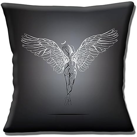 Naked Angel Wings Tattoo Design Ruckansicht On Grey 40 6 Cm 40 Cm Cushion Cover Amazon De Kuche Haushalt