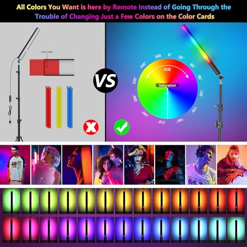 2 Pack Full Color RGB LED Video Light, 2500K-6500K, CRI95+, Full Color, 0-100% Adjustable, Adjustable Brightness for TikTok, Vlog, YouTube and Photography