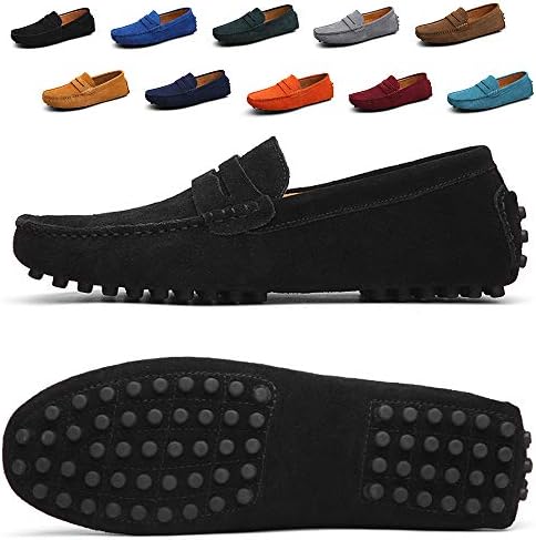 Ezkrwxn Men's Loafers Suede Leather Slip on Driving Shoes Moccasins Flat Dress Shoes