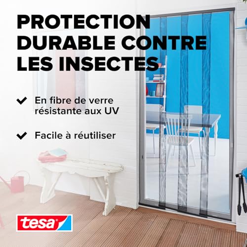 Insect Stop Lamella STANDARD pour Portes - Rideau 4 Parties de Filets Anti-Moustiques avec Bandes Auto-Agrippantes - Sans Perçage - Blanc, 95 x 220 cm